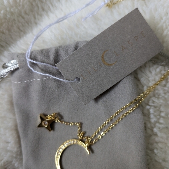 LILI CLASPE Gold Plated Moon and Star Lariat Layering Necklace NEW - Picture 8 of 8